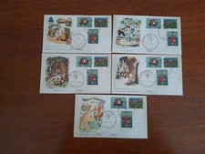 Lotto stock 5 buste Poste Francobolli Autori Favole Bambini Anni 70