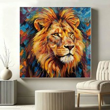 Quadro olio testa di leone