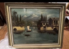 Olio su tavola Lago di Como