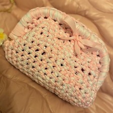 Borsa crochet rosa cipria –