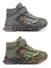 BULL BOYS T-REX Luci A/I scarpe bambino sneakers alte lacci strappo pelle