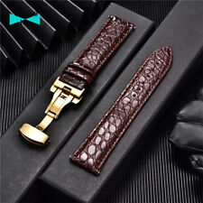 cinturino orologio in pelle coccodrillo fibbia deployante oro marrone nero da mm