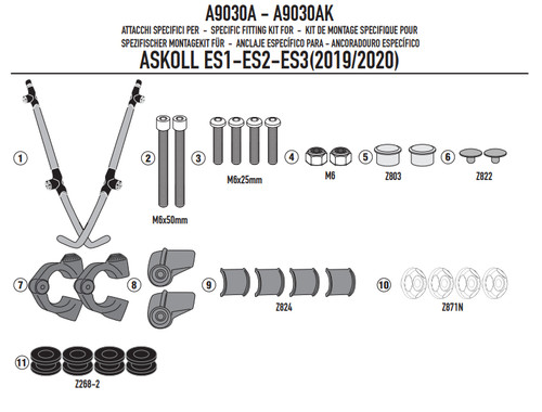 A9030a givi kit - a9030a, supporti