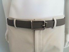 Cintura HERMES in pelle nera/Etoupe con fibbia ad H in palladio argento taglia 95/US 36