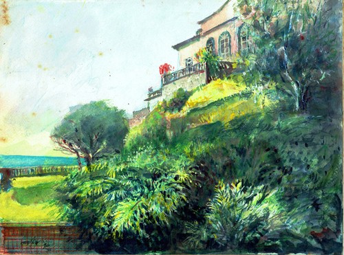 Dipinto villa liguria - in,
