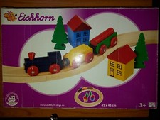 EICHORN - Trenino con pista ed accessori in legno- cm 45 x 45