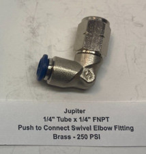 Jupiter 1/4" Tubo x 1/4" FNPT Raccordo a Gomito Girevole Femmina Spinta per Collegare