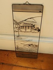 Wire art orientale - 4 Particolari pannelli incorniciati - Paesaggi giapponesi