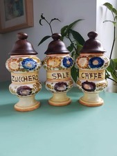 Set 3 barattoli cucina vintage anni 70 ceramica floreale zucchero sale caffè