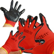 12 GUANTI DA LAVORO IN NITRILE /NYLON MISURA 9/10/11 CONFEZIONI 12 PAIA