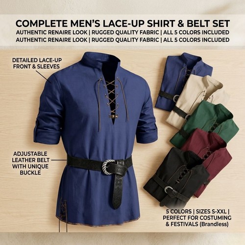 Camicia pirata medievale - , uomo