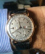 MOVADO calendario completo-tripla data, oro 18 kt., cinturino e fibbia originali