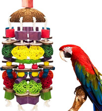 Giocattolo Da Masticare per Pappagallo Grande, Multicolore in Legno Naturale, pe