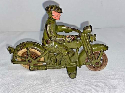 Antica moto verde hubley ghisa - antica,