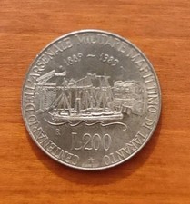 200 Lire Centenario Arsenale Militare Marittimo di Taranto 1989 Rep. Italiana