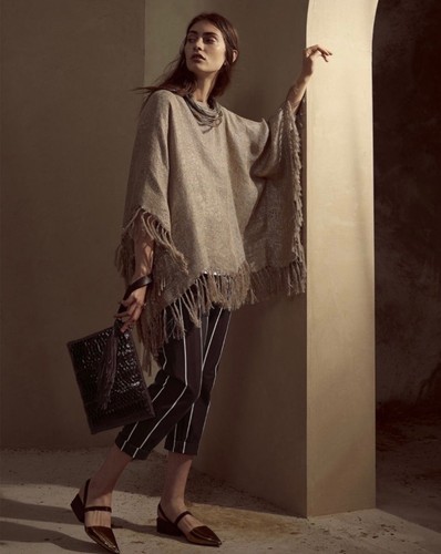 Poncho con frange misto - con, in