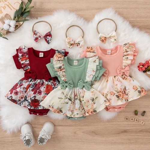 Body neonato bambina floreale