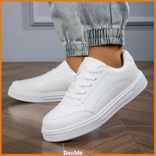 Scarpe da Uomo Sportive Sneakers Bianche Basse Eleganti Stringate 42 Ginnastica