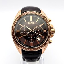 OROLOGIO DA UOMO NUOVO ORIGINALE BOSS HB1513093 LUSSO CINTURINO IN PELLE MARRONE