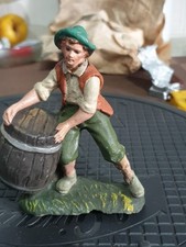 Presepe Statuina Del  C.C. CONFALONIERI Pastore ho contadino che sposta un baril