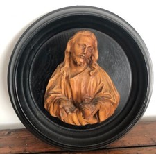 Antica cornice tonda Napoleone III - scultura in legno - arte sacra -Gesù Cristo