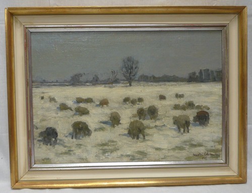 Dipinto olio pecore - "pecore, in