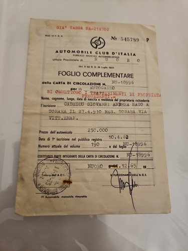 Foglio complementare - ,