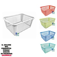 CESTA CESTINO MULTIUSO CM 37X25,5X15 H IN PLASTICA PER ALIMENTI VARI COLORI