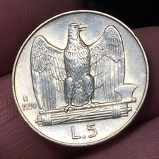 5 LIRE 1930 AQUILOTTO - MONETA ARGENTO REGNO VITTORIO EMANUELE III RARA CONSERVA