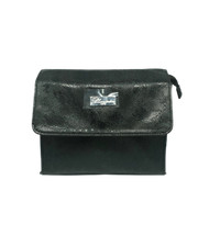 blumarine pouchette donna nera con ricami in pizzo