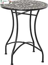 Tavolino da Giardino in Metallo e Ceramica, Tavolo da Esterno per Terrazzo o Bal