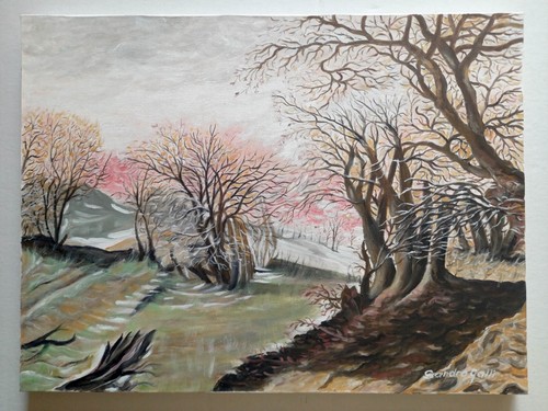 101 quadro olio tela bosco - tela,