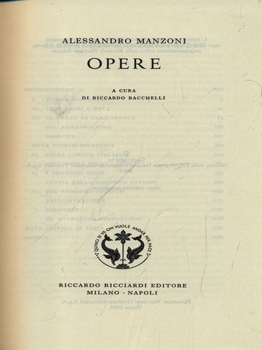 Alessandro manzoni opere vol - manzoni., opere.