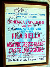 MANIFESTO PALLACANESTRO BIELLA PROMOZIONE SERIE A1 2000 12 AUTOGRAFI BASKET FILA