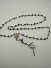 INRI Black Beaded Silver Tone
