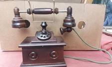 VINTAGE RARO PORTAGIOIE ANNI 60 BAULETTO IN LEGNO A FORMA DI TELEFONO ANTICO