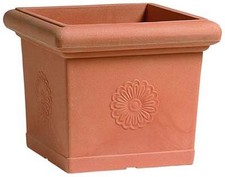 Quadrato Vaso Decorato Festonato in Resina est.40/50/60 cm giardino/terrazzo  