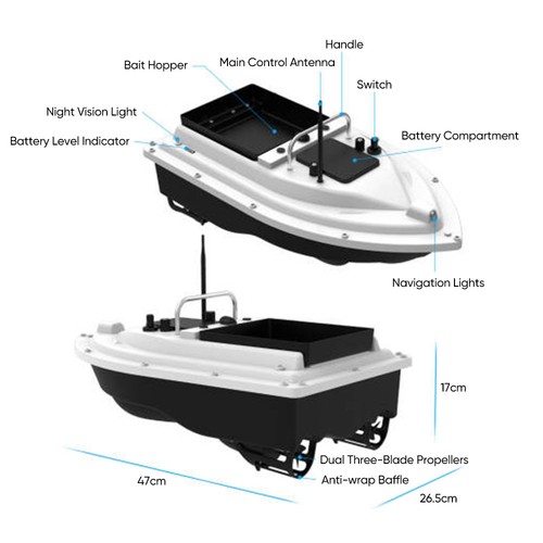 5200 gps esca barca 500m - rc,