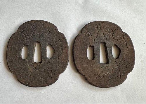 Japanese tsuba iron two - tsuba, two-piece