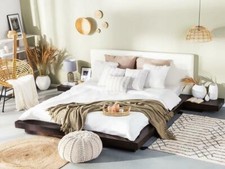 Designer Letto Giappone Stile Piatto Massiccio a Futon Con Rete Doghe Braun