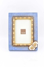 Cornice Portafoto Ceramica Thun Blu Con Cuori 23x18 Cm ( Difetto Sbeccato )