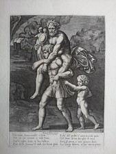 Incisione Antica Enea fugge da Troia Raffaello SCUOLA ROMANA
