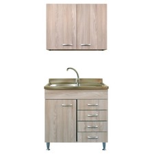 MOBILE CUCINA LAVELLO INOX SOTTOLAVELLO CASSETTI 80X50 SCOLAPIATTI OLMO BASIC