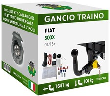 Gancio Verticale Estraibile Fiat 500X 2-4WD Cross Plus Dal 15 Centralina 7P