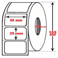 Rotolo da 2000 etichette adesive mm 50x25 Termiche 1 pista anima 40