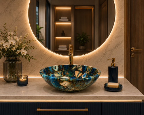 Lavabo vaso pietra - agata, blu