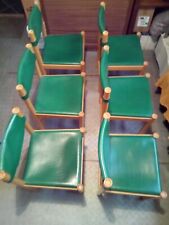 sei sedie vintage pelle e faggio ibisco anni 70 mid century modern