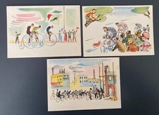La storia della bicicletta Pirelli - 3 cartoline Vintage