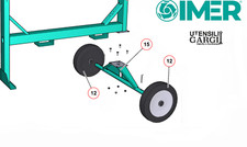 GRUPPO SALA VERNICIATO COMPLETO DI RUOTE PER BETONIERA IMER SYNTESI 300 - 350