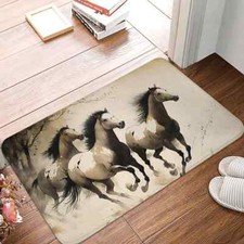 Zerbino Antiscivolo Cavalli Tappetino Cucina Corsa Cavalli in Seppia Tappeto Pavimento